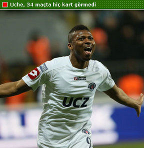 Spor Toto Süper Lig'de 2012-2013 sezonunun en centilmen futbolcusu Kasımpaşalı Kalu Uche oldu