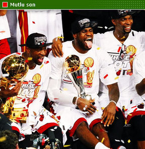 NBA final serisi 7. maçında San Antonio Spurs'ı 95-88 mağlup eden Miami Heat üst üste ikinci kez NBA şampiyonu oldu.
